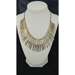 Natasha Signed Statement Necklace Gold Tone Fringe Bib Collar 18"-20", Cleopatra